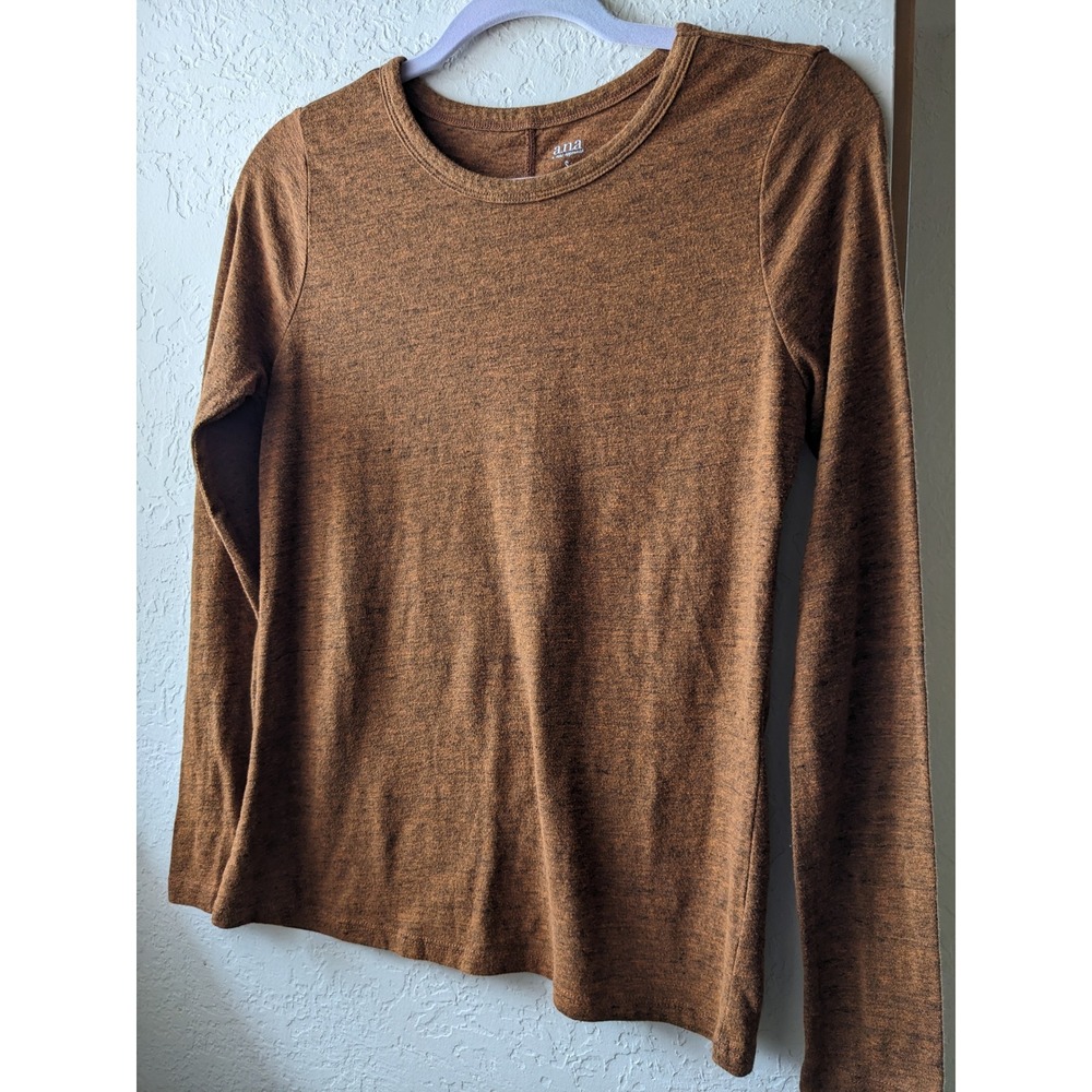 a.n.a A New Approach Womens Small Rust Brown Heathered Long Sleeve Crew Neck Top